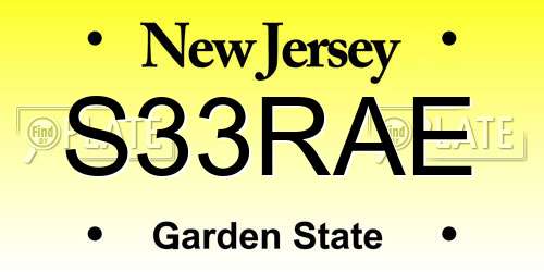 S33RAE New Jersey License Plate