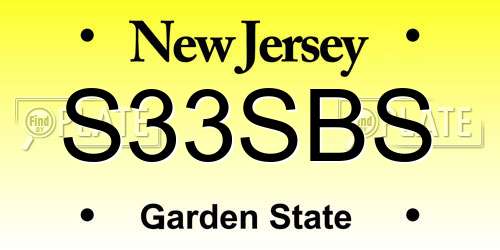 S33SBS New Jersey License Plate