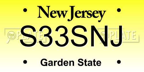 S33SNJ New Jersey License Plate