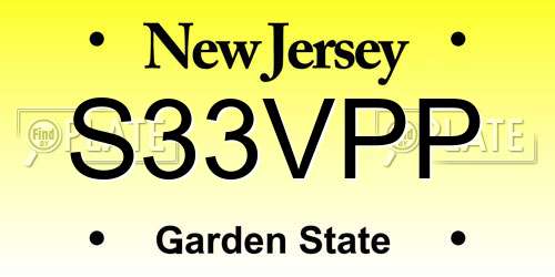 S33VPP New Jersey License Plate