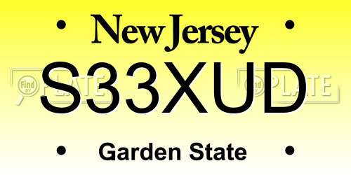 S33XUD New Jersey License Plate