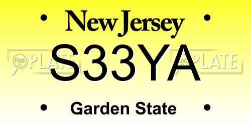 S33YA New Jersey License Plate