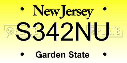 S342NU New Jersey License Plate