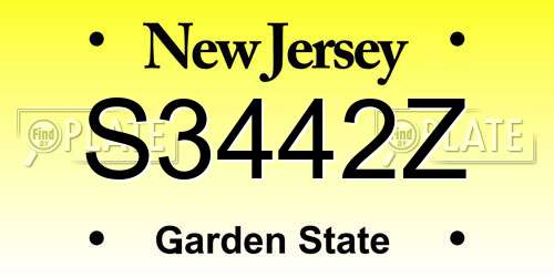S3442Z New Jersey License Plate