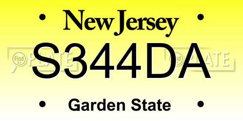 S344DA New Jersey License Plate