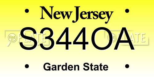 S344OA New Jersey License Plate