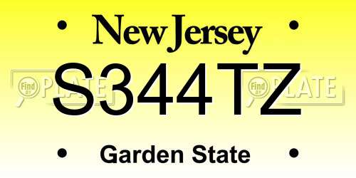 S344TZ New Jersey License Plate