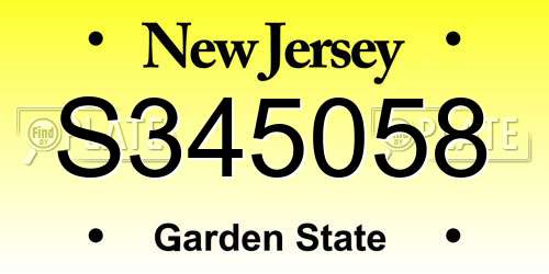 S345058 New Jersey License Plate
