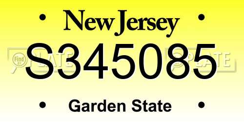 S345085 New Jersey License Plate