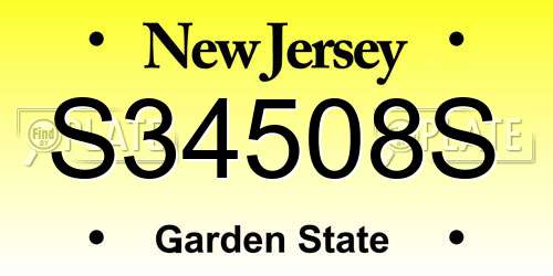 S34508S New Jersey License Plate
