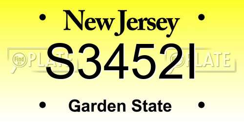 S3452I New Jersey License Plate