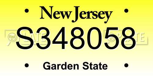S348058 New Jersey License Plate