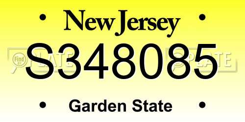 S348085 New Jersey License Plate