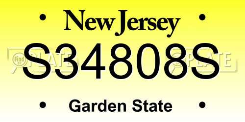 S34808S New Jersey License Plate