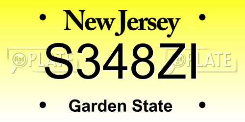 S348ZI New Jersey License Plate