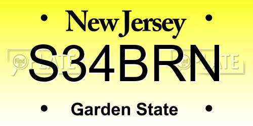 S34BRN New Jersey License Plate