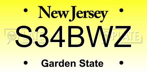 S34BWZ New Jersey License Plate