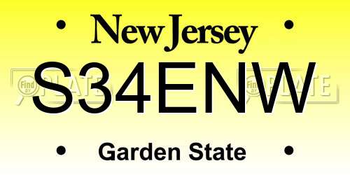 S34ENW New Jersey License Plate