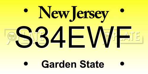 S34EWF New Jersey License Plate
