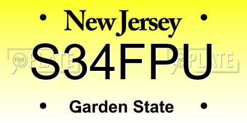 S34FPU New Jersey License Plate