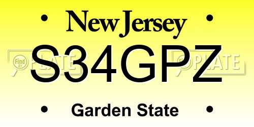 S34GPZ New Jersey License Plate