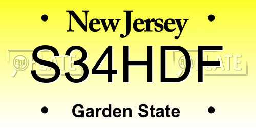 S34HDF New Jersey License Plate