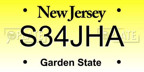 S34JHA New Jersey License Plate