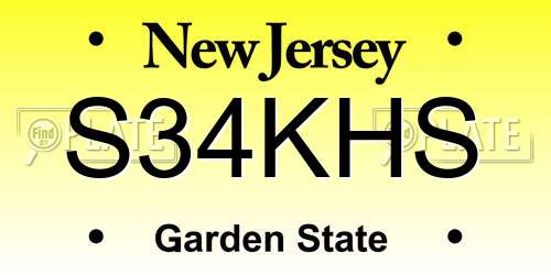 S34KHS New Jersey License Plate