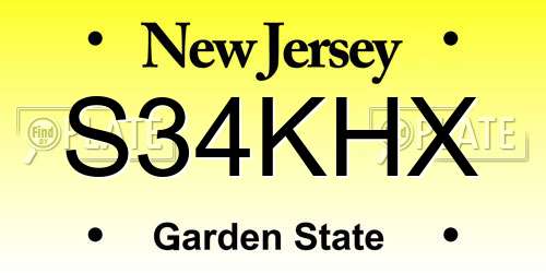 S34KHX New Jersey License Plate