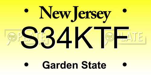 S34KTF New Jersey License Plate