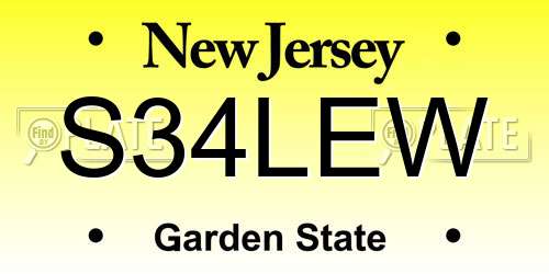 S34LEW New Jersey License Plate