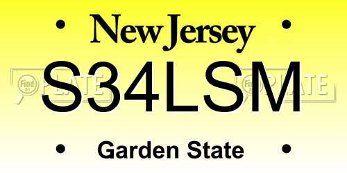 S34LSM New Jersey License Plate