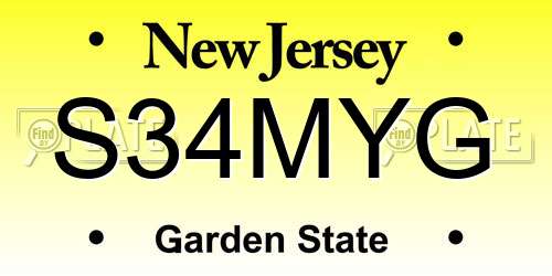 S34MYG New Jersey License Plate