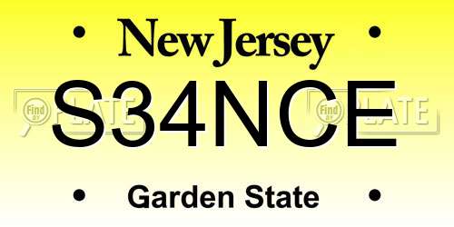 S34NCE New Jersey License Plate