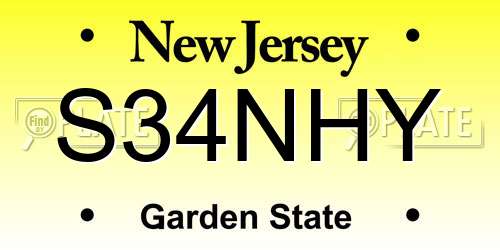S34NHY New Jersey License Plate