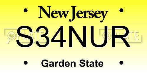 S34NUR New Jersey License Plate