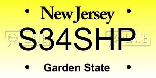 S34SHP New Jersey License Plate
