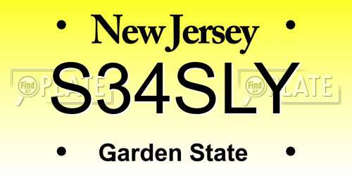 S34SLY New Jersey License Plate