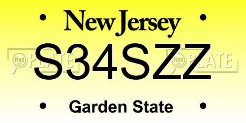 S34SZZ New Jersey License Plate