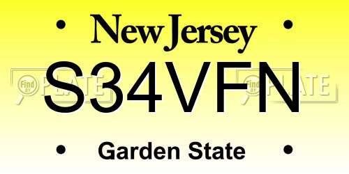 S34VFN New Jersey License Plate