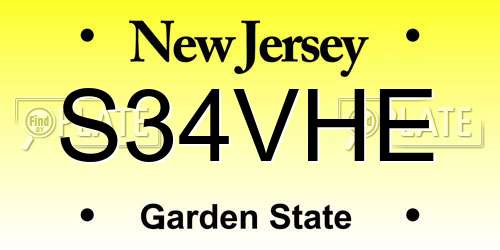 S34VHE New Jersey License Plate
