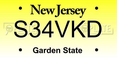 S34VKD New Jersey License Plate