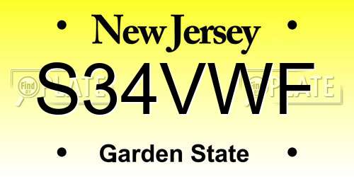 S34VWF New Jersey License Plate