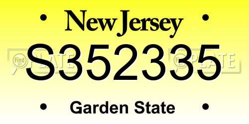 S352335 New Jersey License Plate