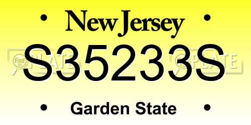 S35233S New Jersey License Plate