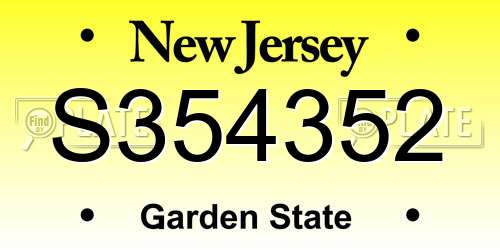 S354352 New Jersey License Plate