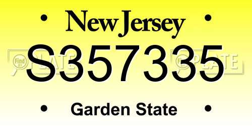 S357335 New Jersey License Plate