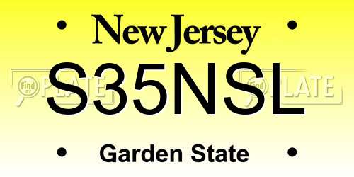 S35NSL New Jersey License Plate