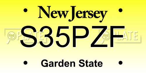 S35PZF New Jersey License Plate