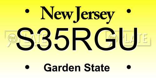 S35RGU New Jersey License Plate